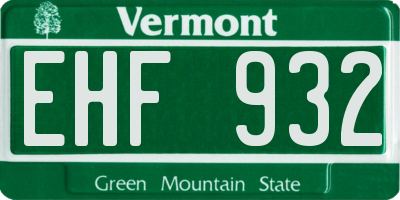 VT license plate EHF932