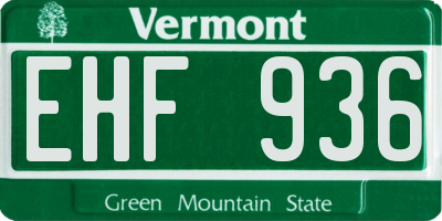 VT license plate EHF936