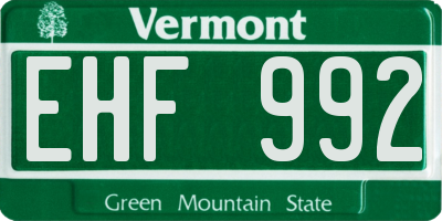 VT license plate EHF992