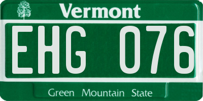 VT license plate EHG076