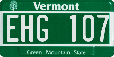 VT license plate EHG107