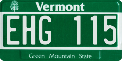 VT license plate EHG115