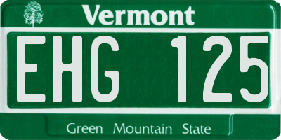 VT license plate EHG125
