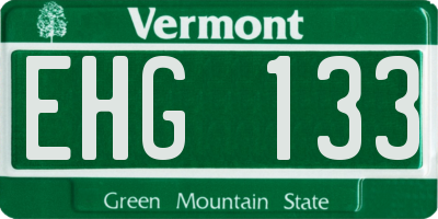 VT license plate EHG133