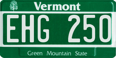 VT license plate EHG250