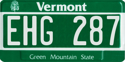 VT license plate EHG287