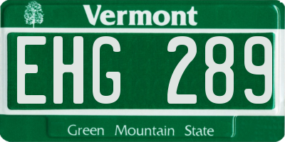 VT license plate EHG289