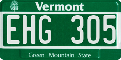 VT license plate EHG305