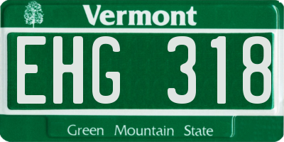 VT license plate EHG318