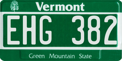 VT license plate EHG382