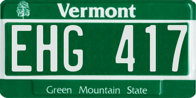 VT license plate EHG417