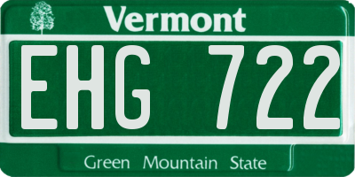 VT license plate EHG722