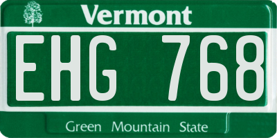 VT license plate EHG768