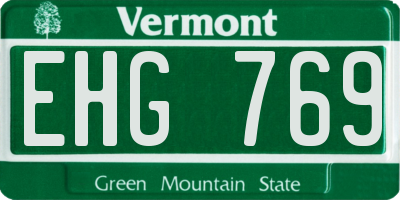 VT license plate EHG769