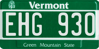 VT license plate EHG930