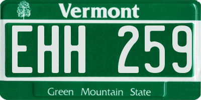 VT license plate EHH259