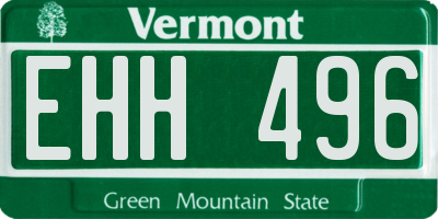 VT license plate EHH496
