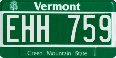 VT license plate EHH759