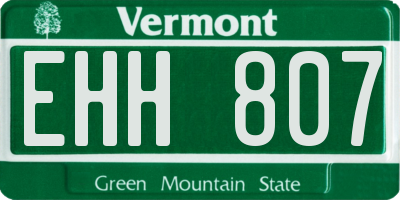 VT license plate EHH807