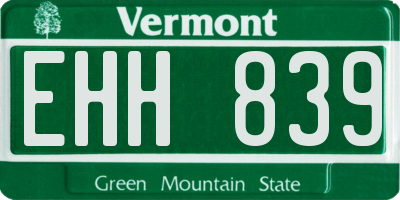 VT license plate EHH839
