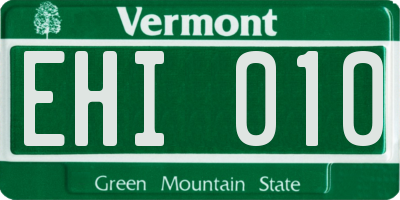 VT license plate EHI010