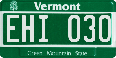 VT license plate EHI030