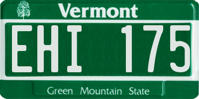 VT license plate EHI175