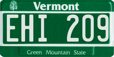 VT license plate EHI209
