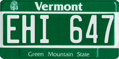 VT license plate EHI647