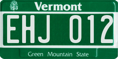 VT license plate EHJ012