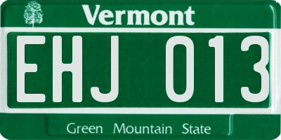 VT license plate EHJ013