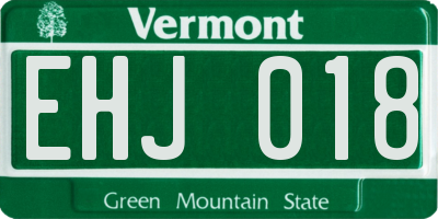 VT license plate EHJ018