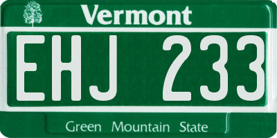 VT license plate EHJ233