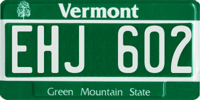 VT license plate EHJ602