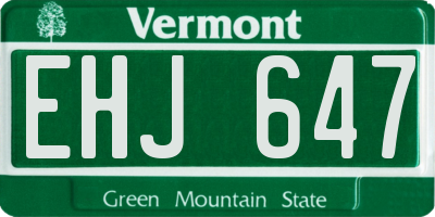 VT license plate EHJ647
