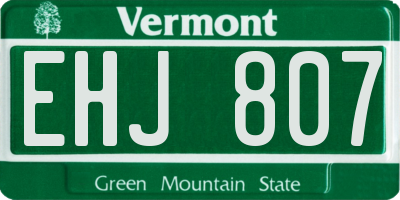 VT license plate EHJ807