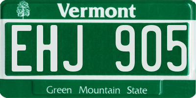 VT license plate EHJ905