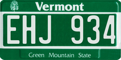 VT license plate EHJ934