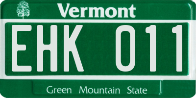 VT license plate EHK011