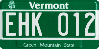 VT license plate EHK012