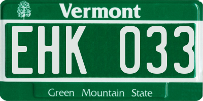 VT license plate EHK033