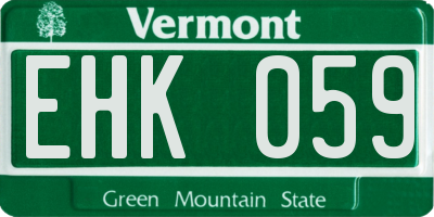 VT license plate EHK059