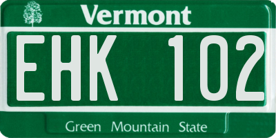 VT license plate EHK102