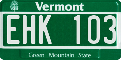 VT license plate EHK103