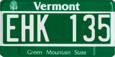 VT license plate EHK135