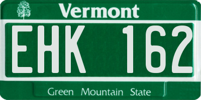 VT license plate EHK162