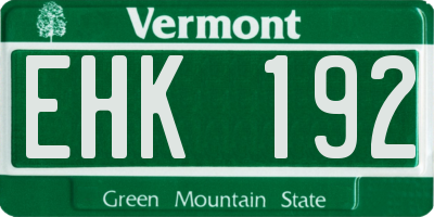 VT license plate EHK192