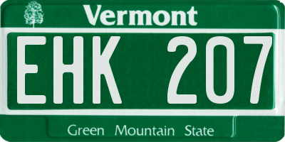 VT license plate EHK207