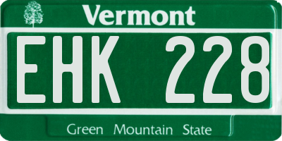 VT license plate EHK228