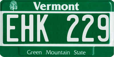 VT license plate EHK229